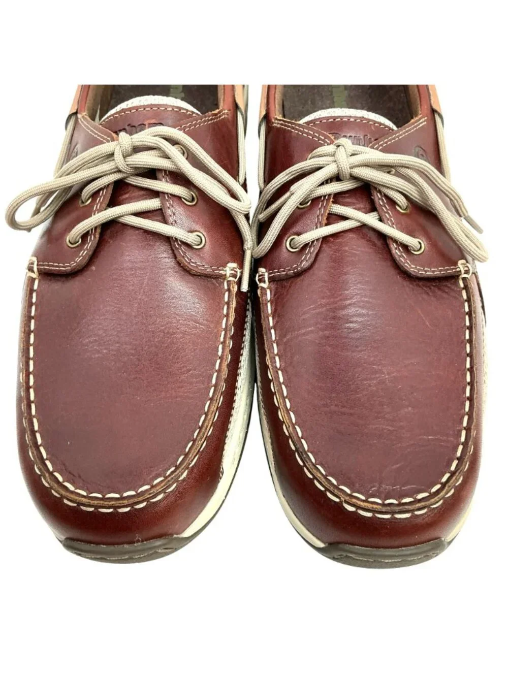 Dunham Captain Leather Mesh Lace Boat Shoes Mens 14 Brown Tan Casual Comfort